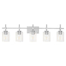 Jasper Modern Brushed Nickel & Black Clear Glass 5-Light Bathroom Linear Vanity Light