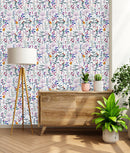 Elegant White Wallpaper with Wildflowers Vogue