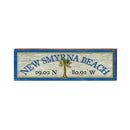 New Smyrna Beach Palm Tree White/Yellow Latitude Longitude | Wall Art Print on Real Wood