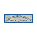 New Smyrna Beach Sand Dollar White/Yellow Latitude Longitude | Wall Art Print on Real Wood