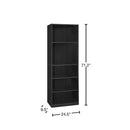 71-inch Tall 5-Shelf Bookcase in Black Wood Finish