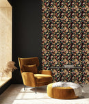Elegant Wildflowers on Black Background Wallpaper Chic