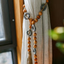Wood Beaded Cord Curtain Tiebacks DIY Door Curtain 47" Long