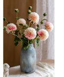 Faux Silk Artificial Dahlia Flower Stem Pink White 29" Tall