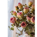 Faux Silk Artificial Flower Dry Rose Stem in Pink 23" Tall