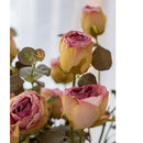 Faux Silk Artificial Flower Dry Rose Stem in Pink 23" Tall