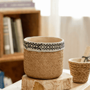Patterned Rattan Cement Planter