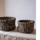 Natural Brown Straw Round Basket