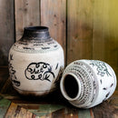 Giant Zen Style Ink Painting Terracotta Floor Pot