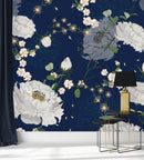 Dark Blue Floral Wallpaper