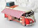 Vw Circa 1966 Tin Model 1.18 Scale Camper Van,with Awning and Suitcase Handcraft