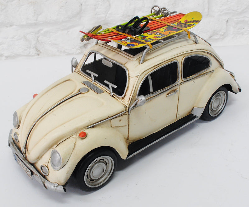 1957 White VW Beetle With skiing Board Home Office Decoration Decor