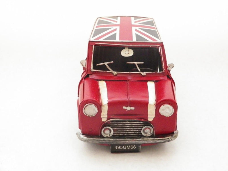 1960 REd Mini Cooper With British Flag on The Roof Car Automobile Gift