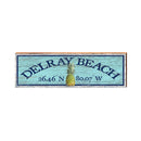 Delray Beach Pineapple Latitude Longitude Sign | Wall Art Print on Real Wood