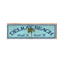 Delray Beach Palm Tree Latitude Longitude Sign | Wall Art Print on Real Wood