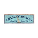 Delray Beach Sailboat Latitude Longitude Sign | Wall Art Print on Real Wood