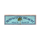 Boynton Beach, Florida Palm Tree Latitude Longitude Wooden Sign | Wall Art Print on Real Wood