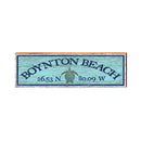 Boynton Beach Sea Turtle Latitude Longitude Sign | Wall Art Print on Real Wood