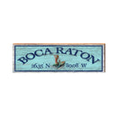 Boca Raton Mermaid Latitude Longitude Sign | Wall Art Print on Real Wood