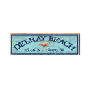 Delray Beach Flamingo Latitude Longitude Sign | Wall Art Print on Real Wood
