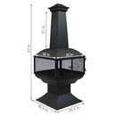 Large Black Outdoor Steel Chimenea Wood Burning Fire Pit