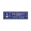 Ogunquit, Maine Navy Anchor Coordinates Wooden Sign | Wall Art Print on Real Wood | Latitude Longitude Decor