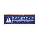 Kennebunkport, Maine Navy Sailboat Coordinates Wooden Sign | Wall Art Print on Real Wood | Latitude Longitude Decor