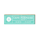Cape Porpoise, Maine Teal Sand Dollar Coordinates Wooden Sign | Wall Art Print on Real Wood | Latitude Longitude Decor