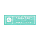 Ogunquit, Maine Teal Sand Dollar Coordinates Wooden Sign | Wall Art Print on Real Wood | Latitude Longitude Decor