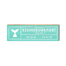 Kennebunkport, Maine Teal Sand Dollar Coordinates Wooden Sign | Wall Art Print on Real Wood | Latitude Longitude Decor