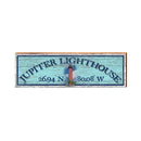 Jupiter Lighthouse Blue Latitude Longitude | Real Wood Art Print