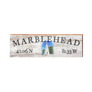Marblehead Lighthouse White Latitude Longitude | Wall Art Print on Real Wood