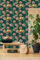 Birds on Lilies Wallpaper