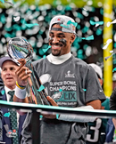 Jalen Hurts Super Bowl LIX Lombardi Trophy Philadelphia Eagles 8" x 10" Football Photo