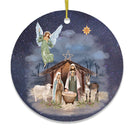 Jesus and Mary Nativity Night Art Illustration Christmas Ornament