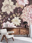 Pink and Beige Floral Wallpaper