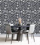 Voguish Grey Floral Wallpaper Fashionable