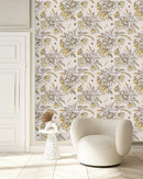 Contemporary Beige Floral Wallpaper Smart Select