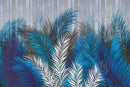 Voguish Blue Palm Leaves Wallpaper