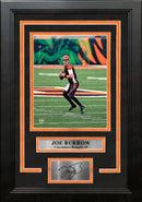 Joe Burrow in Action Cincinnati Bengals 8" x 10" Framed Football Photo with Engraved Autograph
