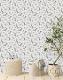 Grey Humingbirds and Flowers Wallpaper