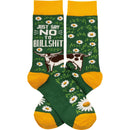 Just Say No To Bullshit Funny Socks in Green and Yellow | Unisex