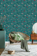 Modish Wildflowers Wallpaper Chic High-Quality