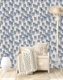 Voguish Blue Lines Wallpaper Chic