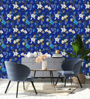 Elegant Blue Floral Wallpaper Sophisticated