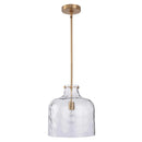 Kara Farmhouse 1-Light Textured Glass Nickel Island Pendant Light