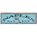 Naples Dolphin Blue Latitude Longitude | Wall Art Print on Real Wood