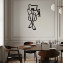 Reading & Wine Line Art Metal Wall Art - Minimalist Steel Wall Decor - KAF030