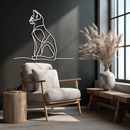 Cat Line Art Metal Wall Art - Modern Minimalist Steel Decor - KAF032