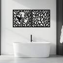Hummingbird & Leaves Metal Wall Art - Elegant Dual Panel Steel Decor - KAF054